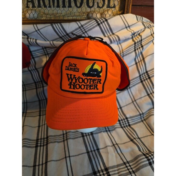 Jack Daniels Wyooter Hooter Orange Snapback Hat With‎ Earflaps Made In USA Cap - Picture 1 of 10